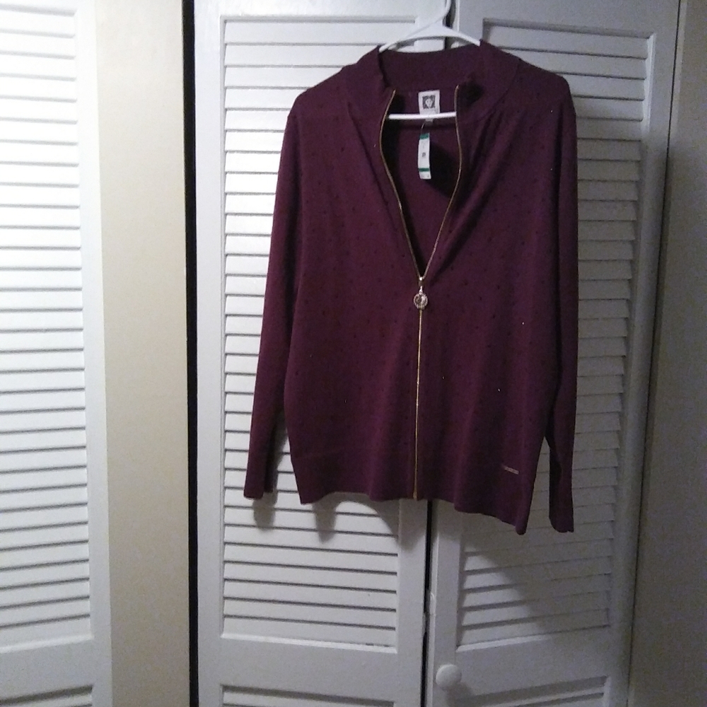 Anne Klein cardigan with inbeded purple crystal